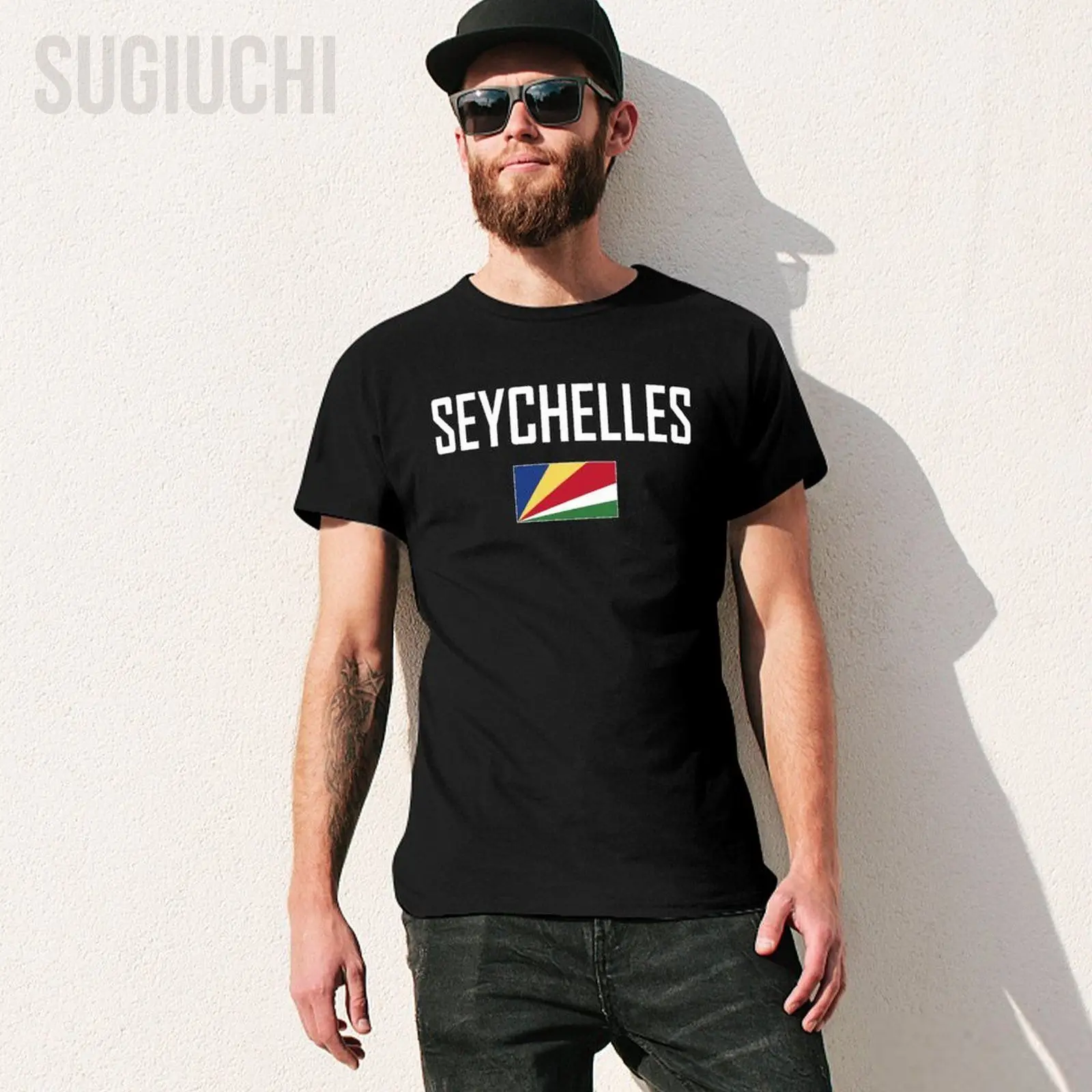 Unisex Men Tshirt SEYCHELLES Flag And Font Tees T-Shirt O-neck T Shirts Women Boys 100% Cotton Clothing More Color