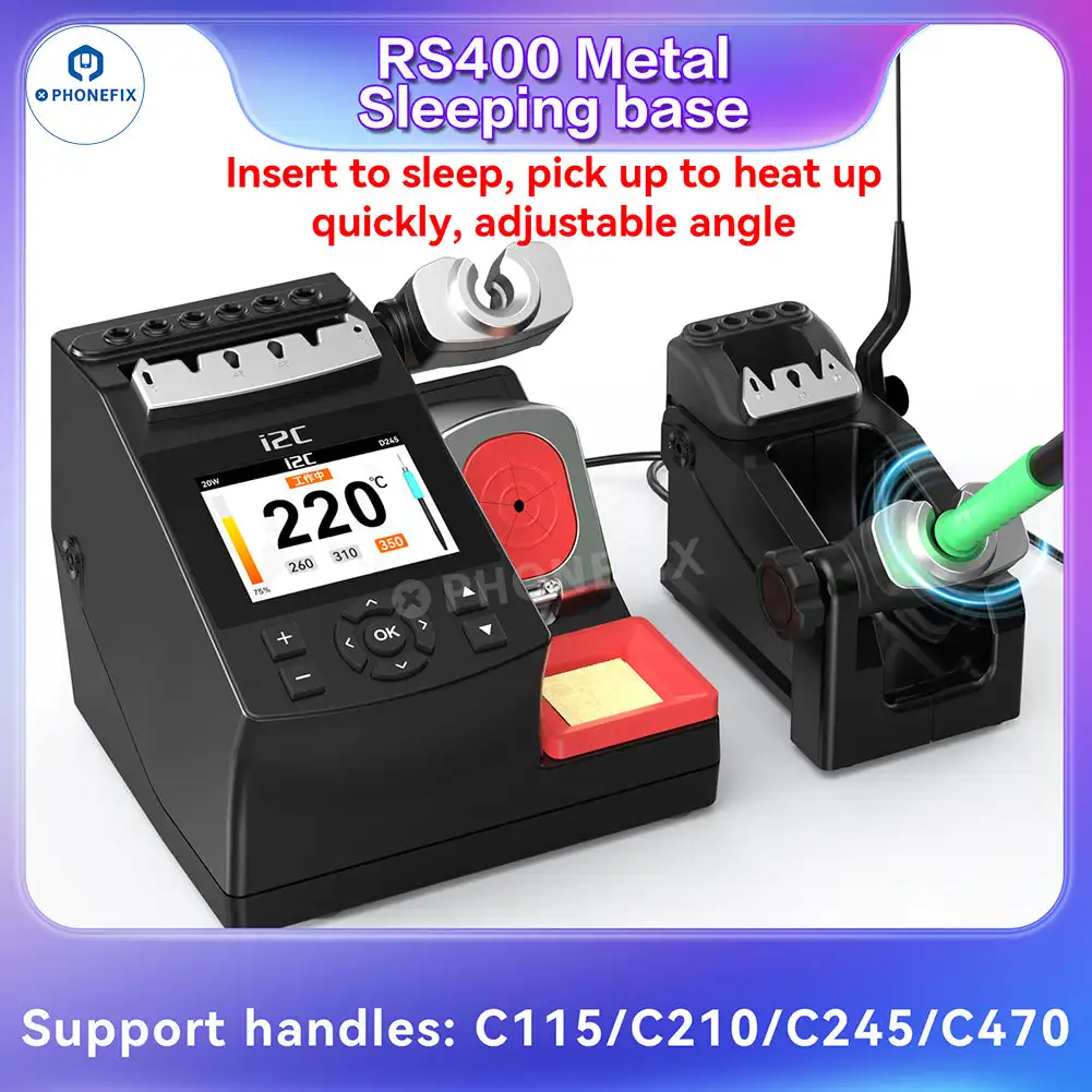 Supporto per saldatore i2C RS400 Supporto per saldatore per T245 T115 T210 T470 Punta di ferro Sugon Aixun Stazione di saldatura Strumenti di saldatura