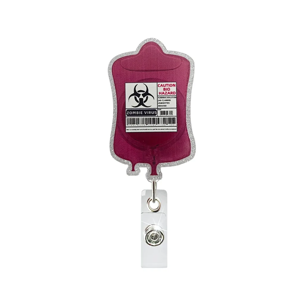 Retractable Id Badge Reel Glitter Nursing Student Badge Reel  Staff Badge Holder Clear For Work Passes Colleagues Nursing