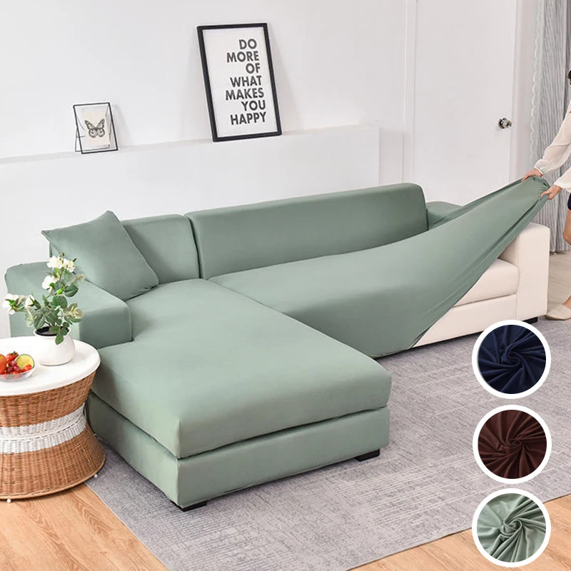 Home Sofa Cover for L-Shaped Corner Sofa Elastic Dust-proof Slipcover for 1/2/3/4 Seater