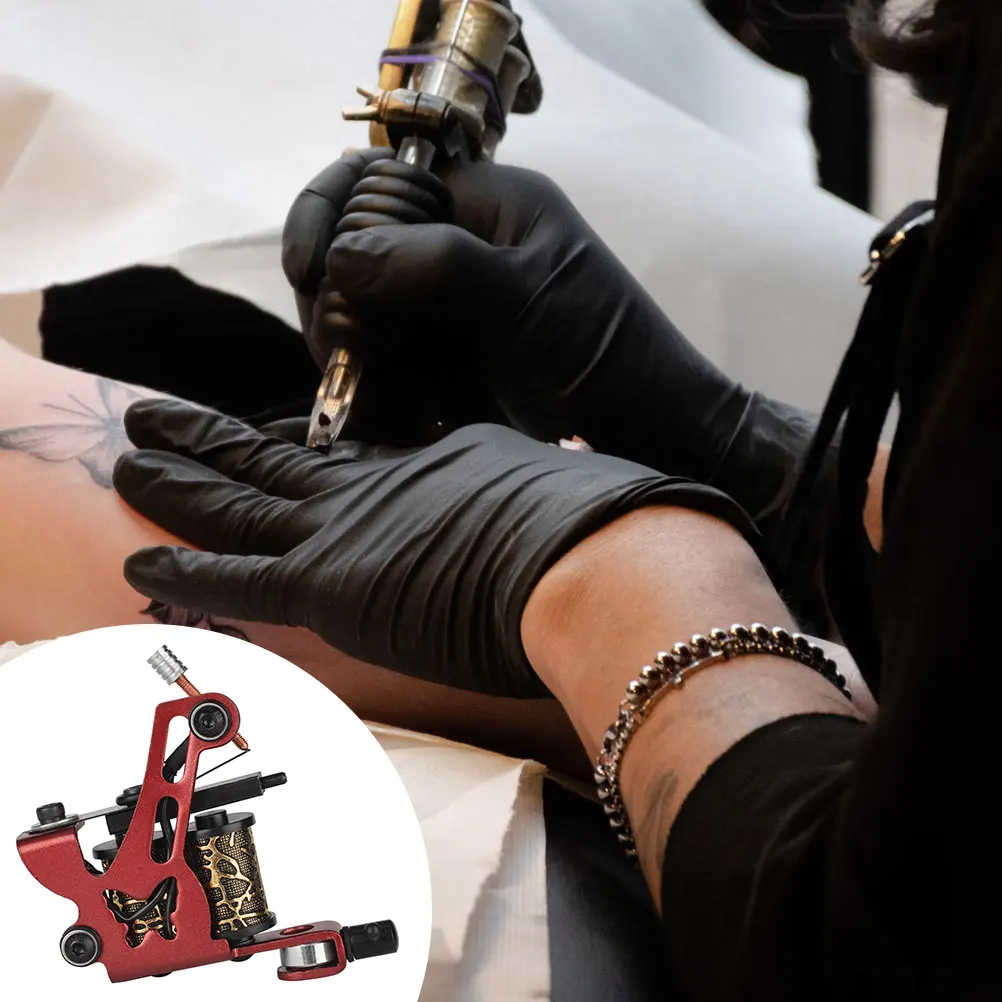 

1PC Coil Tattoo Machine Iron Frame Red Hollow Butterfly Low Noise Smooth Operation Portable Tattoos Equipment Body Art
