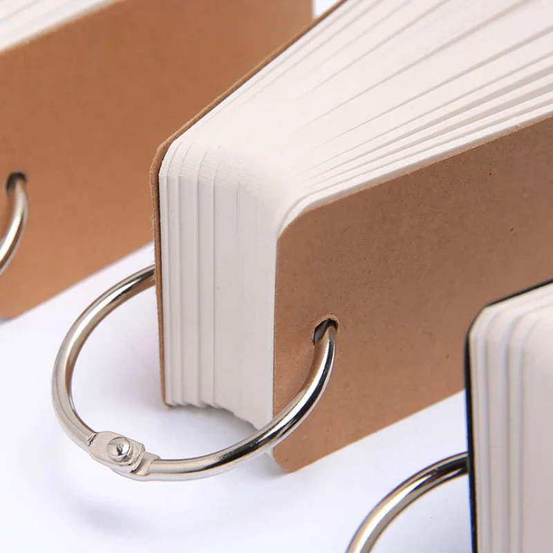 Simple Solid Color Blank Memo Pad Metal Ring Loose-leaf Note Card Thickened Portable Pocket English Word Book Office Accessories