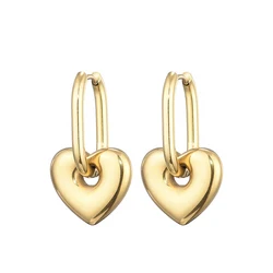 2026 Fashion Stainless Steel Star Moon Heart Pendant Oval Rectangle Hoop Earrings For Women Gold Silver Color Trendy Jewerly