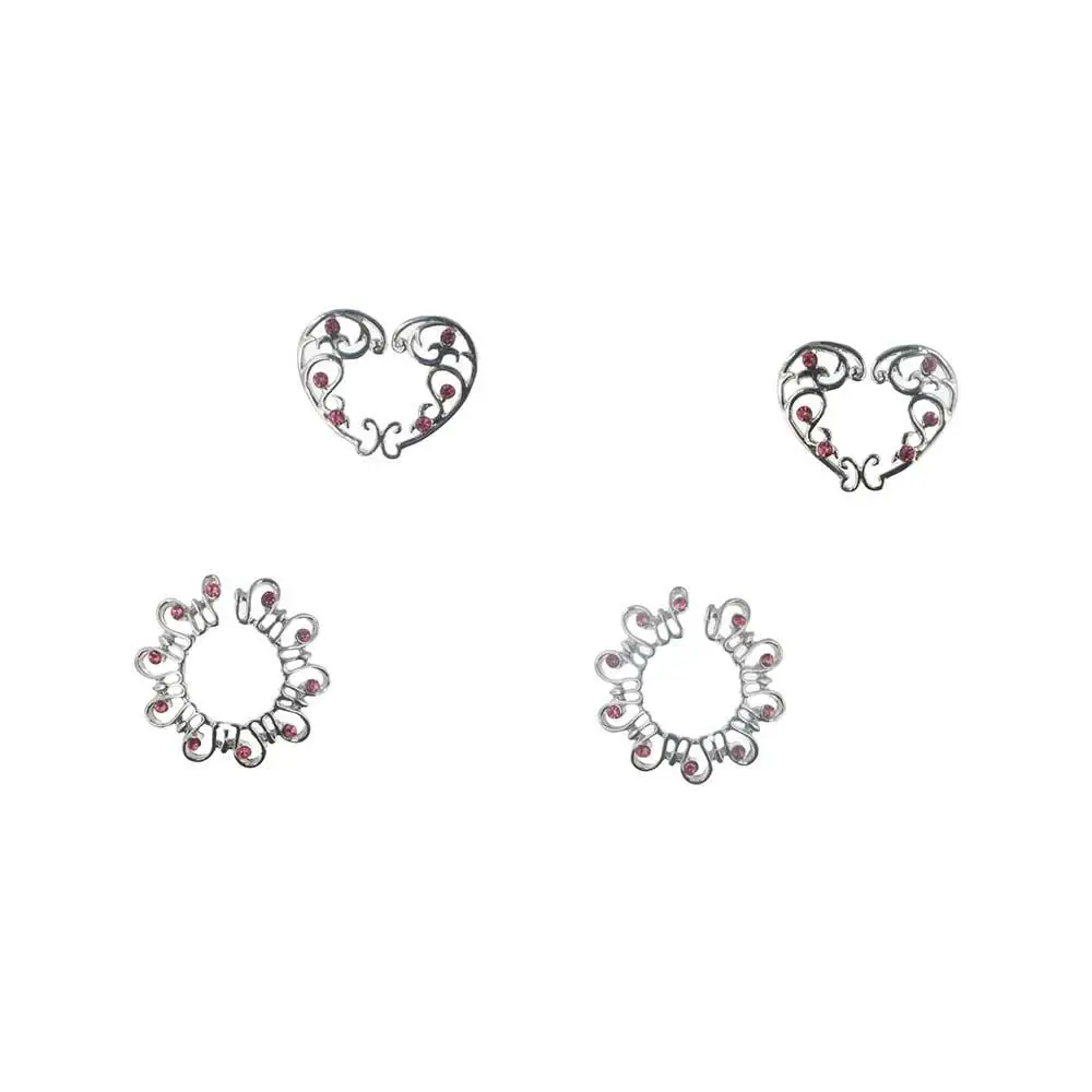 Непирсинг Круглое искусственное кольцо для сосков Любовь Гальваника Сексуальный зажим для сосков Невыцветающий цветок Непирсинг Поддельное кольцо для сосков Ежедневно