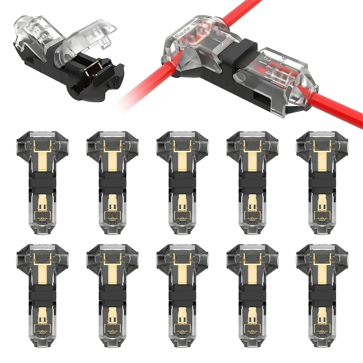 

A002 Tap Wire Splice Connectors for 16-20 AWG, 3 Way 1 Pin Low Voltage Wire Connectors 10Pcs Solderless No Wire Stripping