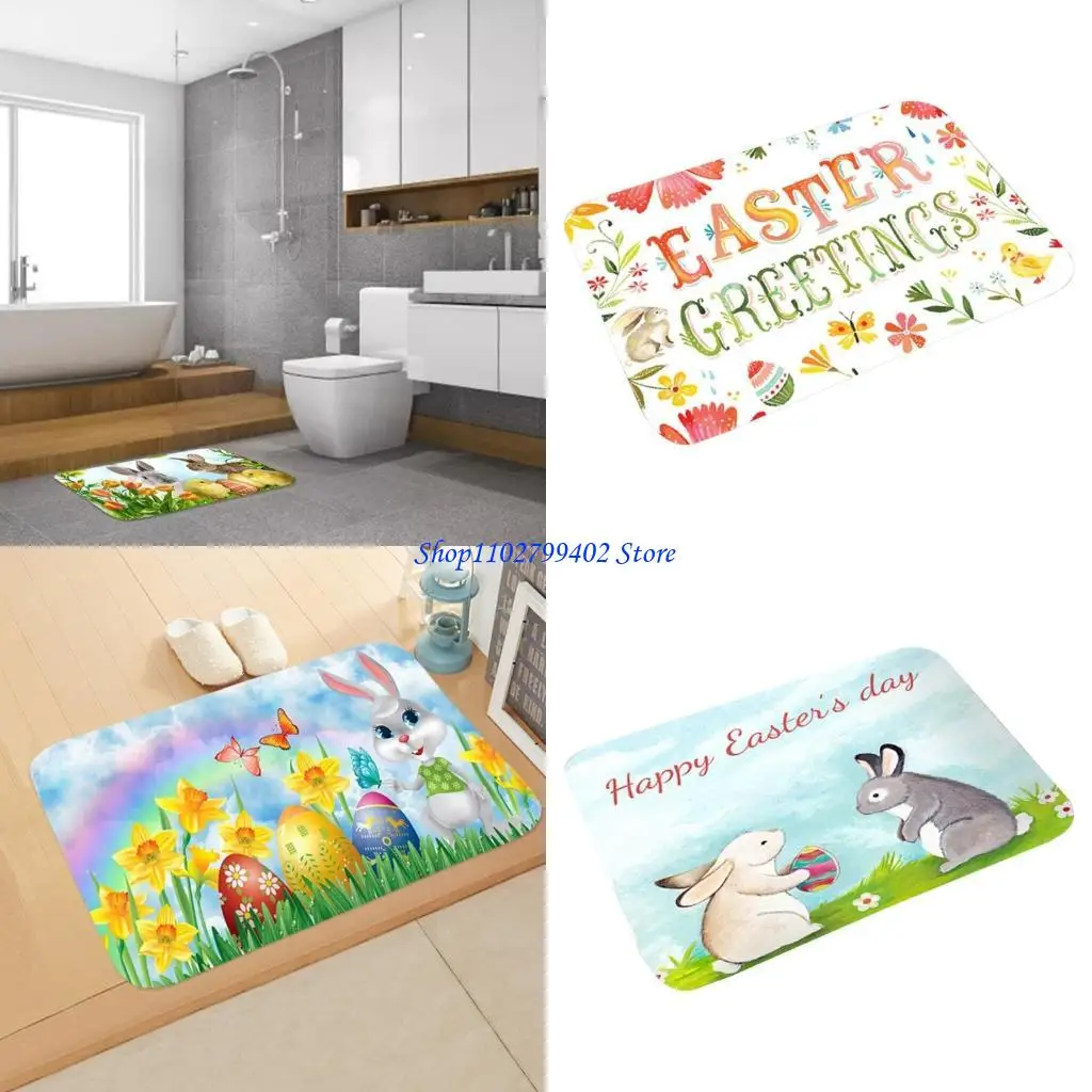 547F Easter Decorative Thanksgiving Egg Floor Mat Rabbit Bathroom Anti-Slip Mat