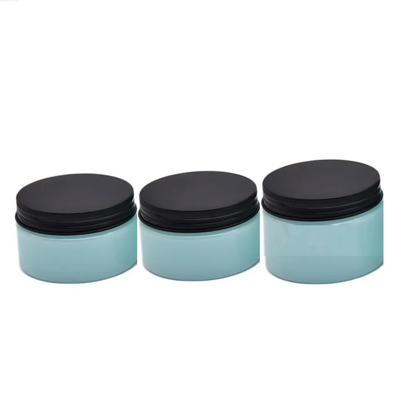 22Pcs Cosmetic Containers Cream Pots Black Aluminum Lid 100G 120G 150G 200G 250GEmpty Ligth Blue Plastic jars Wide Mouth Bottles