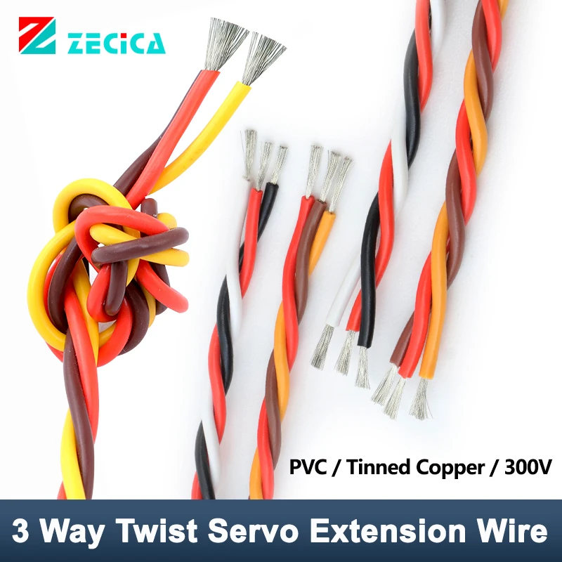 22AWG 26AWG 30/60 Core 3 way Twist Servo Extension Cable JR Futaba Twisted Wire Lead Line For RC Airplane Accessories