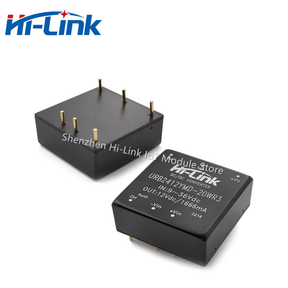 Hi-Link 9-36V Input 24V to 5V 12V 15V 24V 20W DC-DC Power Converter URB2405YMD-20WR3 Mini Isolated Power Supply Module