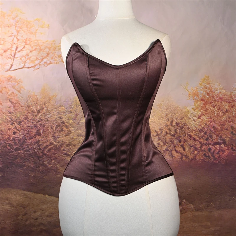 Women's Satin Corset Top Push Up Overbust Waist Trainer for Slimming Hourglass Shapewear & Bridal Lace Up