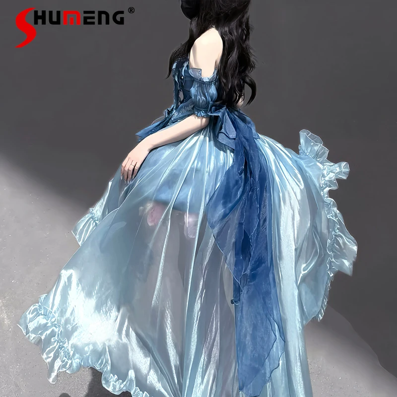 

Japanese Original Starry Night Singer Lolita Vestidos Female Singer Student Sweet Elegant Blue Dress Suspender Soft Girl Dresses