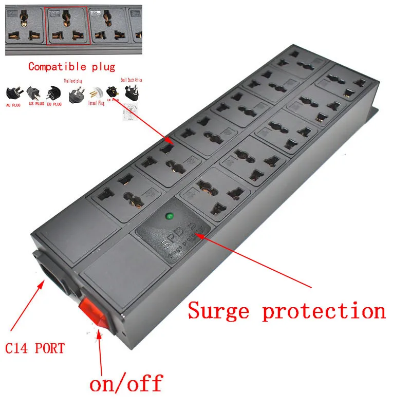 C14 port PDU power strip 3-23 Unit Universal output socket Network Cabinet Rack Switch wireless Surge protection