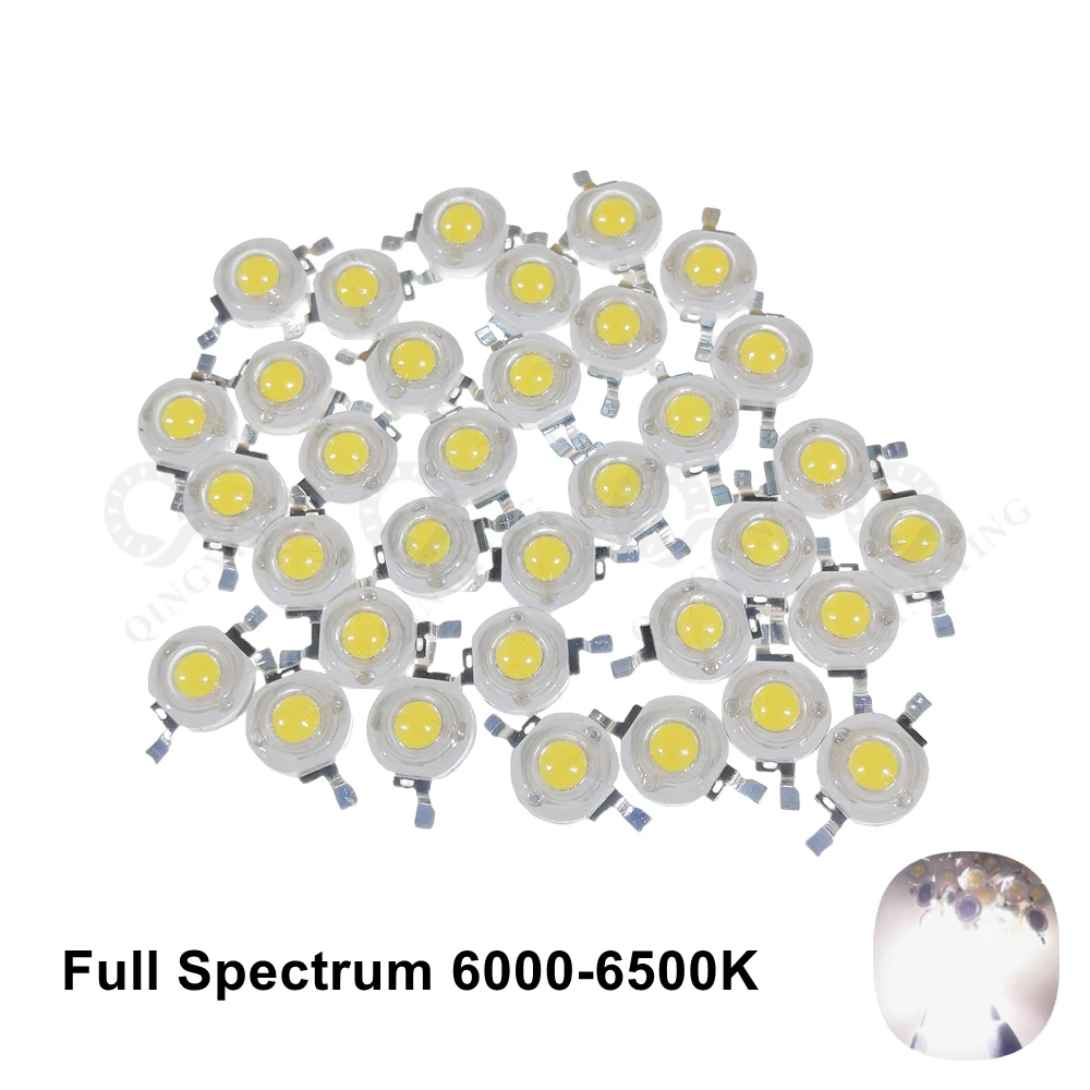 10-50pcs High CRI Ra95 1W 3W LED Diodes Chip Pink Full Spectrum White Natural White Warm White 3000K 3500K 4500K 6500K 400-840nm image 2