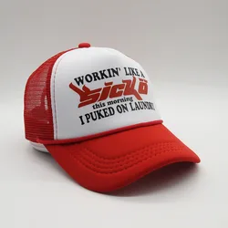 Y2k Sicko Trucker Baseball Cap for Women Men 3D Red Print Letter Hat Hip Hop Mesh Caps Adjustable Gorras