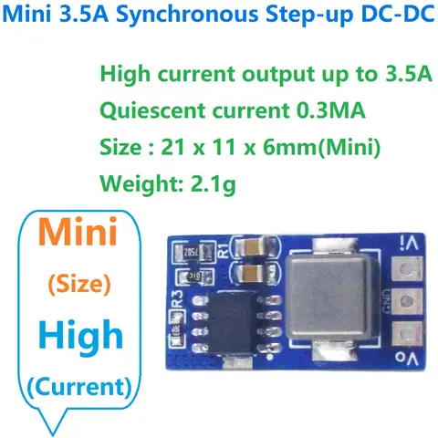 5V/3.5A Boost Synchronous Regulator Step-up DC-DC Converter 2.5-4.5V to 4.2V 5V OTP OCP SCP Protection PWM PSM for Quadcopter