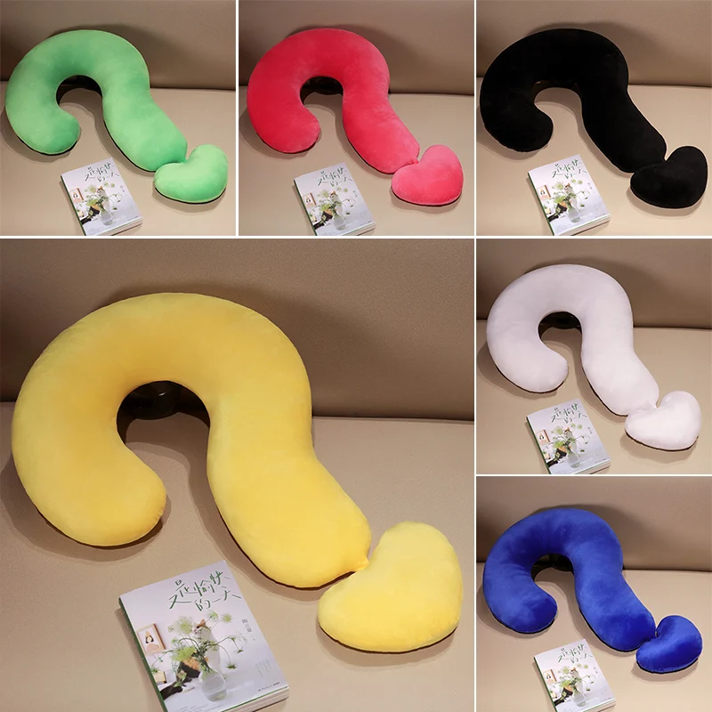 Fragezeichen U-förmiges Kissen Lässiges Kissen Plüschtier Sofakissen Ornament Nickerchenkissen Mädchen Geschenk