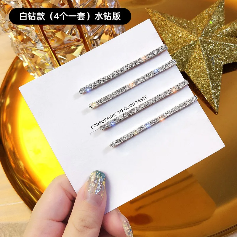 Women Silver Crystal Hairgrips Set Hair Clips Lady Bobby Pins Bangs Hairpins Hair Accessories Disposable Barrette Duckbill Clips