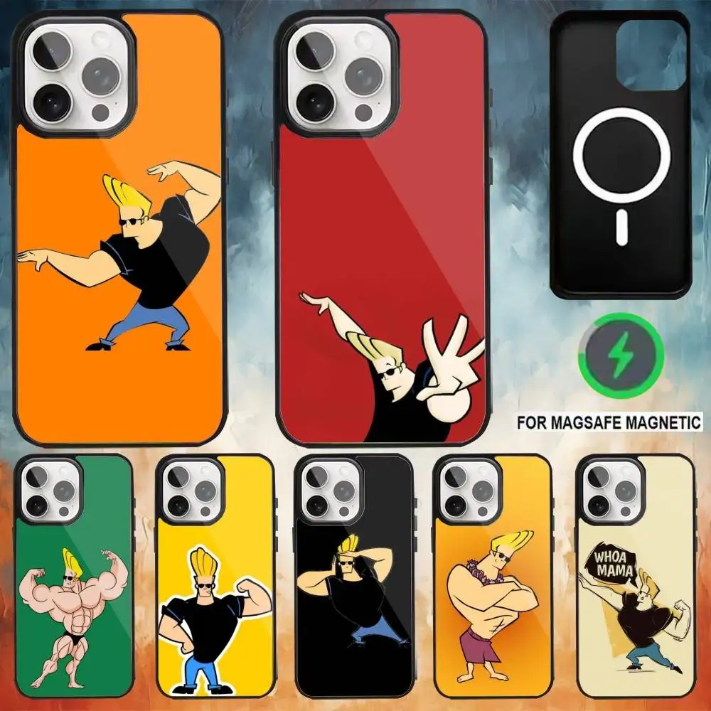 

Anime J-Johnny Bravo Phone Case For iPhone17,16,15,14,13,12,11 Plus,Pro Max Magnetic Magsafe Wireless Charging