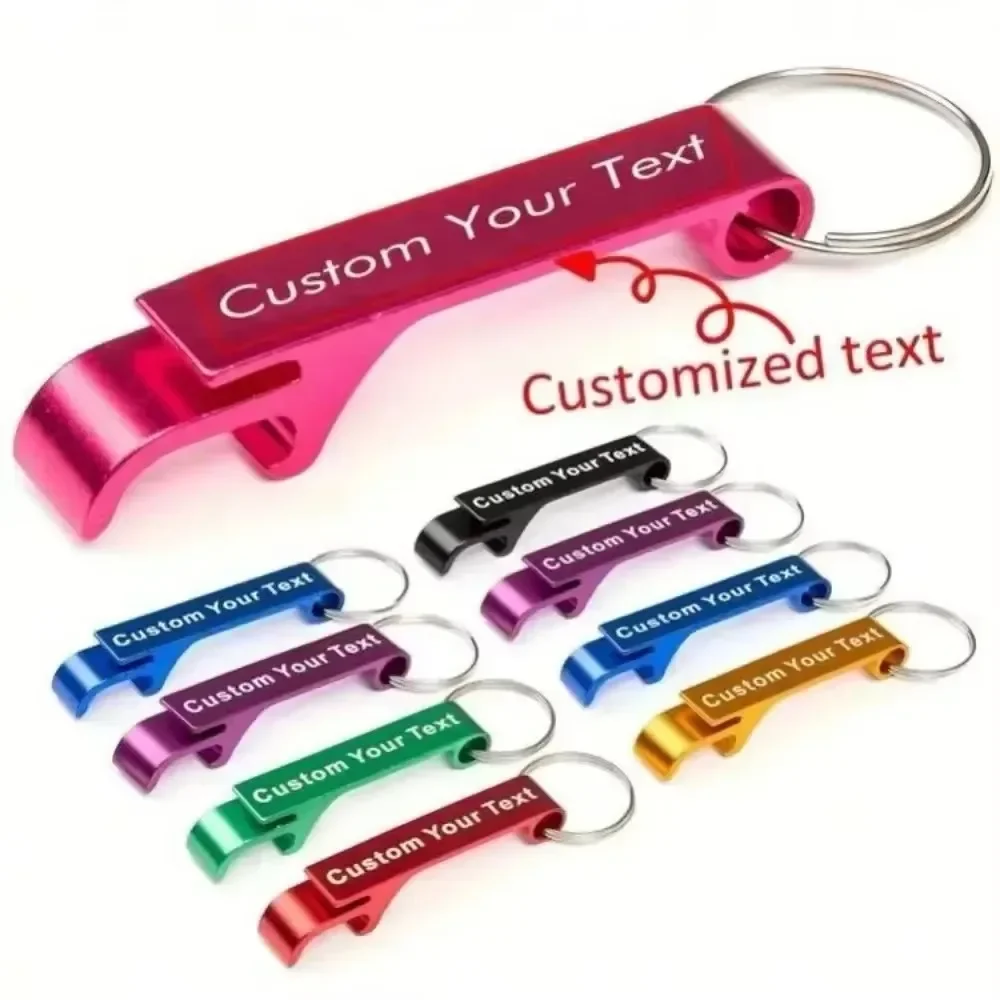 Llavero con logotipo personalizado, abridor de botellas con nombre, llavero de cerveza, llavero multifuncional tallado con láser, barra de cadena, regalo multicolor