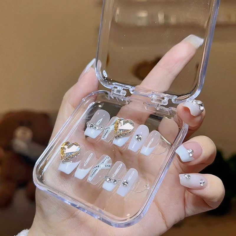 1PC Nail Art Storage Box Transparent Packaging Box Nail High-end Storage Jewelry Necklace Display Gift Box