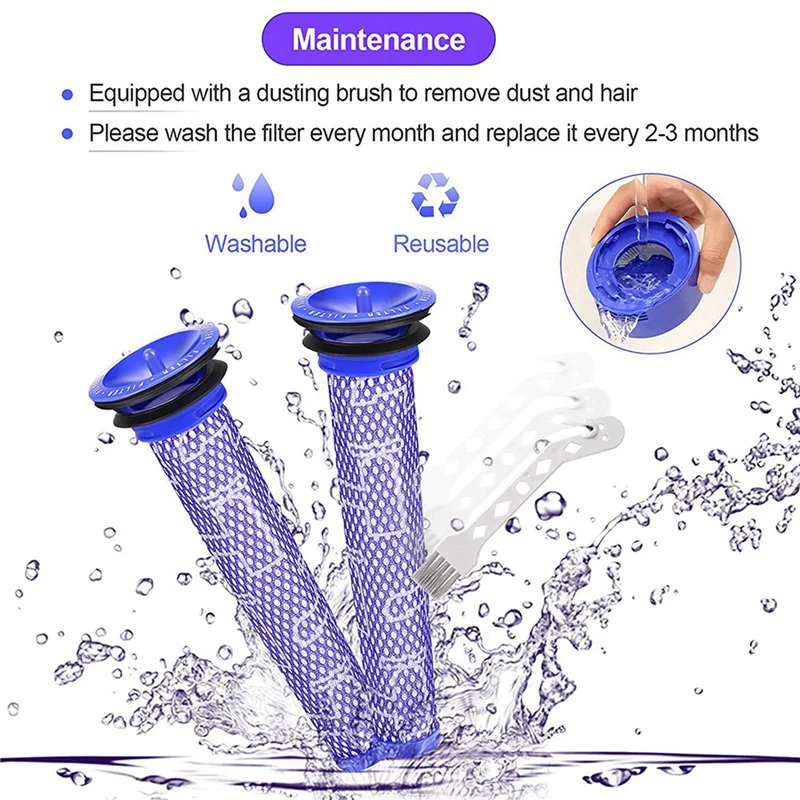 다이슨 V7 V8 진공 청소기 액세서리용 UNCL 2X 교체 필터 세트 키트, 부품 번호 965661-01 967478-01 대체