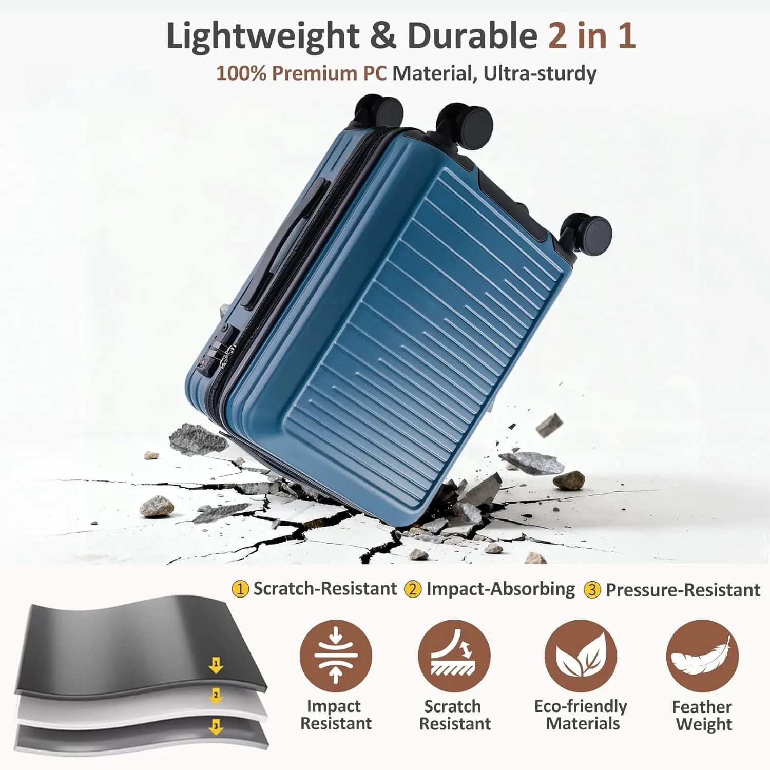 3-Piece Expandable Hardshell Luggage Set with TSA Lock, Lightweight PC Spinner Suitcase for Travel, Business & Vacation