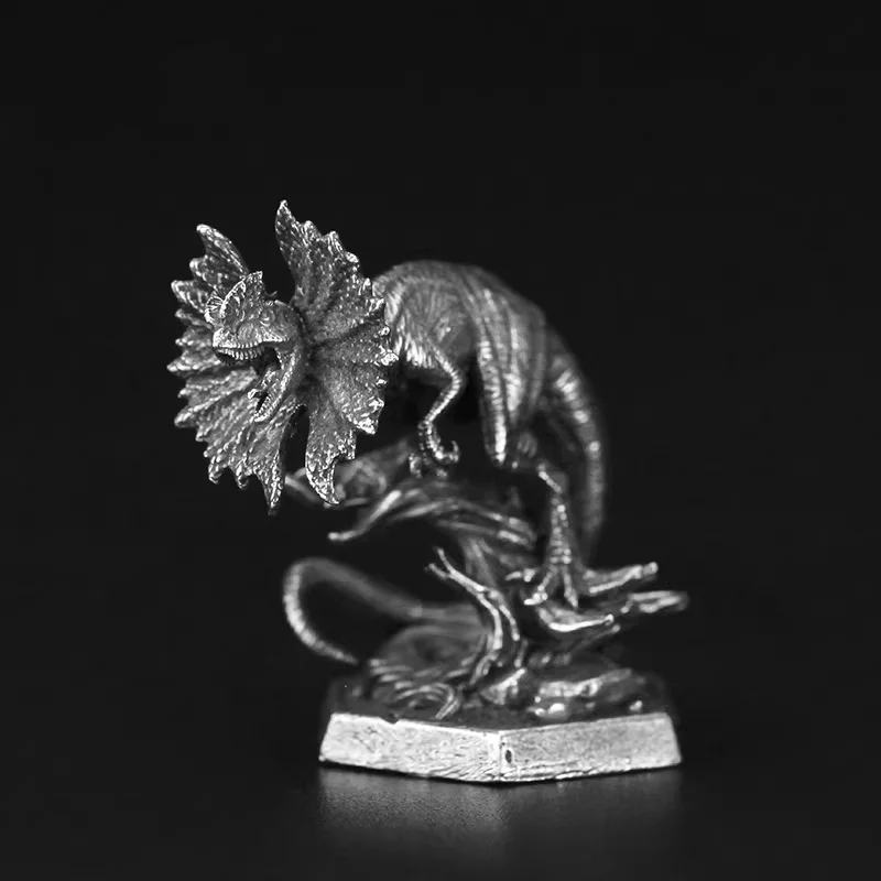 New Metal Dinosaur Figurines Model – T-Rex Dilophosaurus Eoraptor Troodon | Desktop Ornament, Car Interior Decor, Chess Ornament