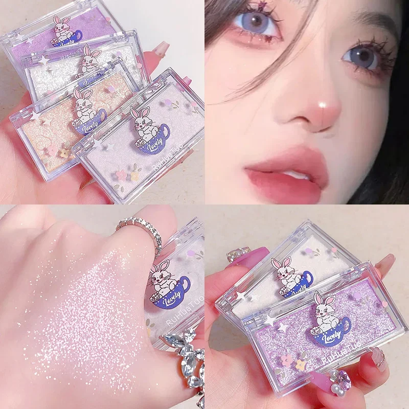 Paleta de sombras de ojos con brillo, maquillaje de diamante, polvo de resaltado, Gel de alto brillo nacarado, iluminador luminoso brillante, contorno