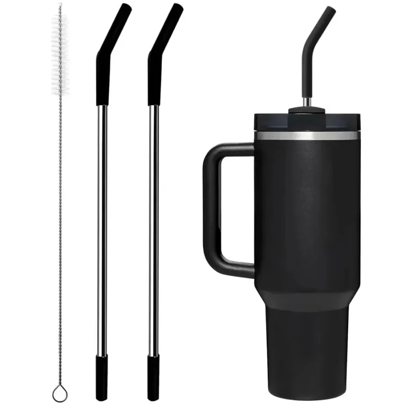

Stainless Steel Straw with Silicone Tip for Cup 2Pcs Replacement Straws for 40oz/30oz Tumbler 1Pcs Straw Brush
