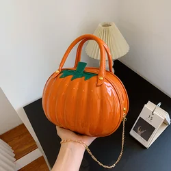 Halloween Chain Crossbody Bag Cute Pumpkin Shaped Candy Purses Fashion Women Shoulder Bag Waterproof PU Leather Tote Handbags