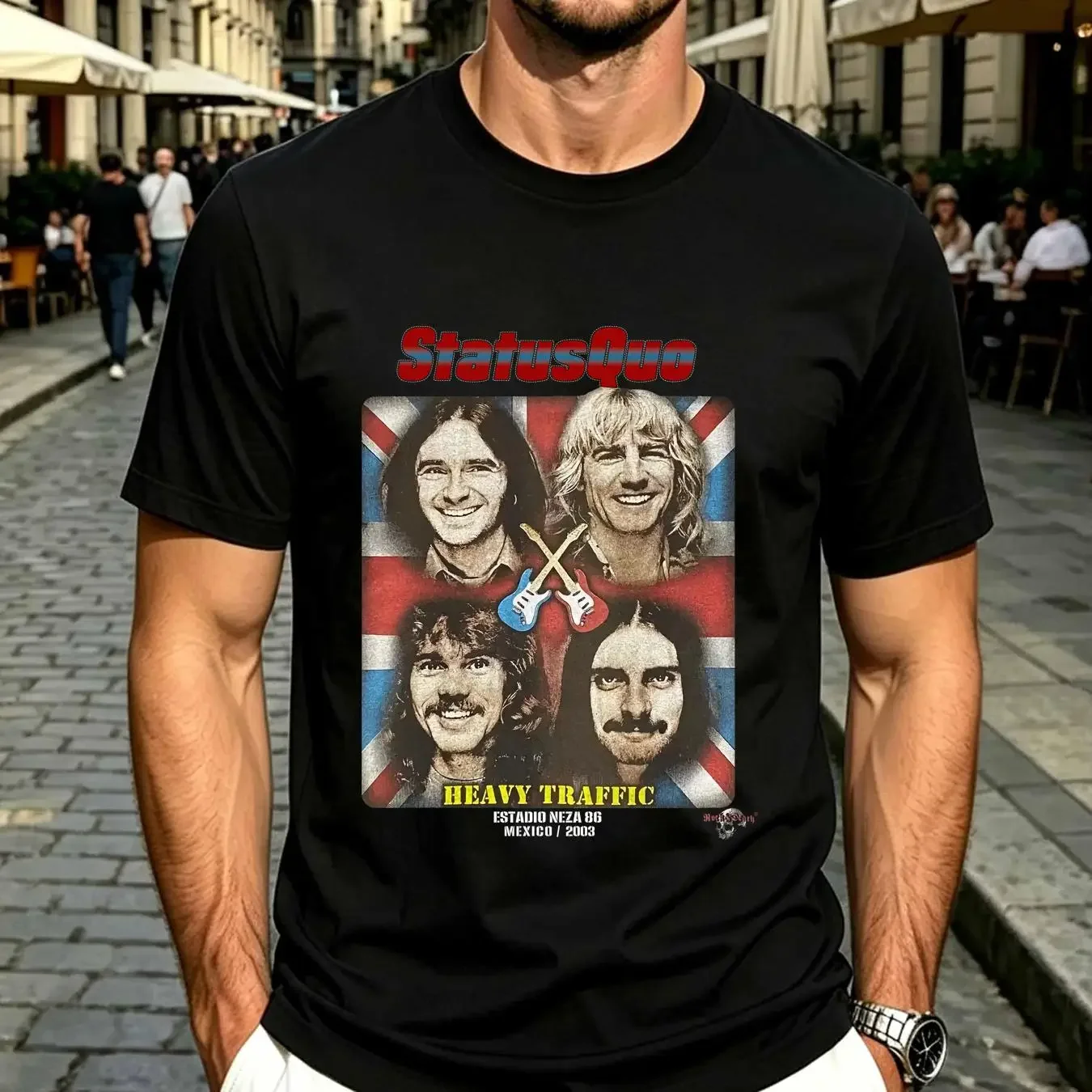 washed T Shirt Vintage 2003 Status Quo Tour Band Heavy Traffic XL Black Mexico vintage Washed streetwear Slightly Casual