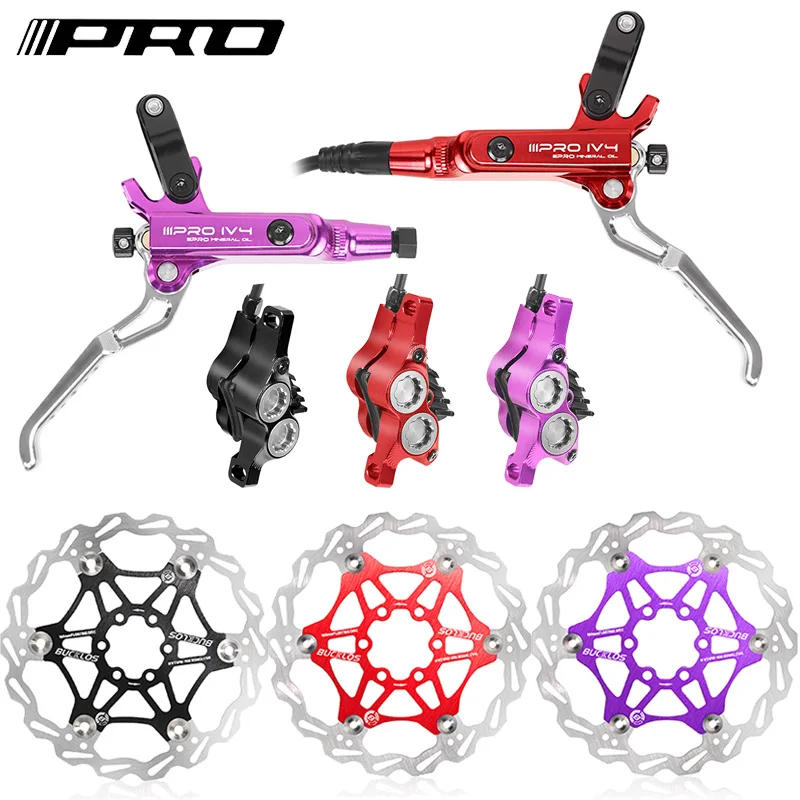 

IIIPRO 4 Piston Road Mountain Bike Disc Hydraulic Brake Set Front 850 Rear 1550mm Mtb Bicycle Oil Brakes Kit Cycling Parts