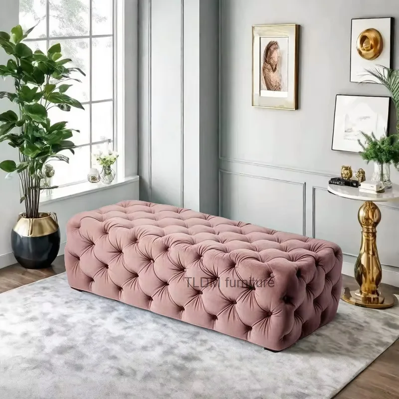 Bedroom Light Luxury Ottomans Long Sofa Shoe Footrest Changing Stools Living Shoe Room Furniture Clothing Store Bed End Bench
