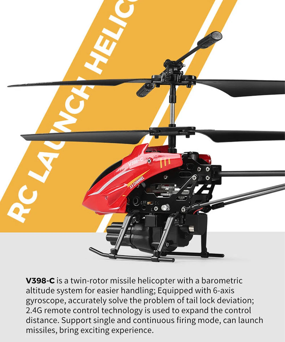 Helikopter RC Wltoys V398-C Samolotowy Helikopter Startowy 2.4GHZ 6-osiowy Żyroskop Regulacja Wysokości Ciśnieniowo 3 Silniki Zdalnie Sterowany Samolot