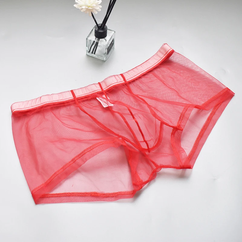

Man Transparent Underwear Breathable Panties Male Boxers Underpants Men's Mesh Boxer Shorts Sexy Tempting See-through Boxers