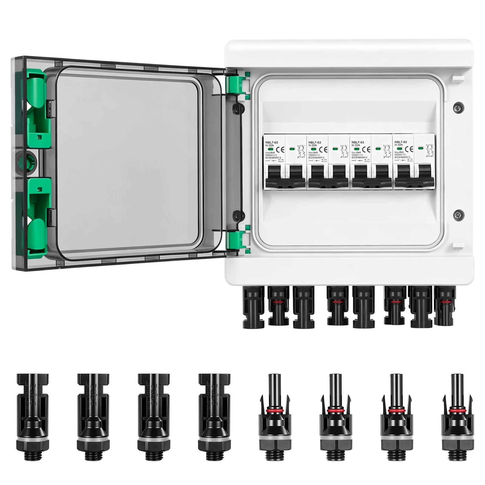 PV-Combiner-Box 4 Eingänge 4 Ausgänge DC 1000V 4-String-Sicherung MCB SPD Überspannungsschutz Solar-Combiner-Box IP65 Wasserdicht