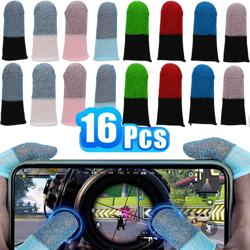 16/2PCS Finger Cots Gaming Fingertips Gloves Ultra-thin Breathable Sweatproof Touch Screen Gaming Fingers Sleeves for Phone Game