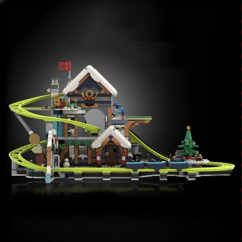 3223PCS MOC Christmas Series Post Office Roller Coaster Model Building Blocks Bricks Creative Assembly Educational Toys Gifts