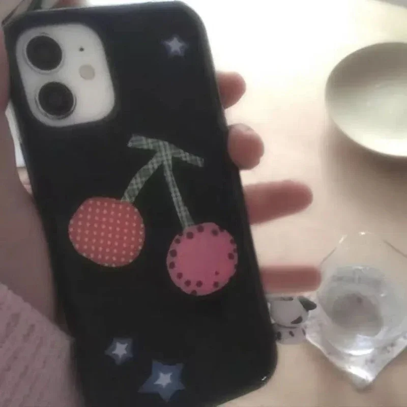 Korean Cute Cherry Phone Case For iPhone 16 Pro Max 15 14 13 12 11 Pro X Xr Xs max Mini 7 8 Plus Niche Simple Y2K Phone Cases