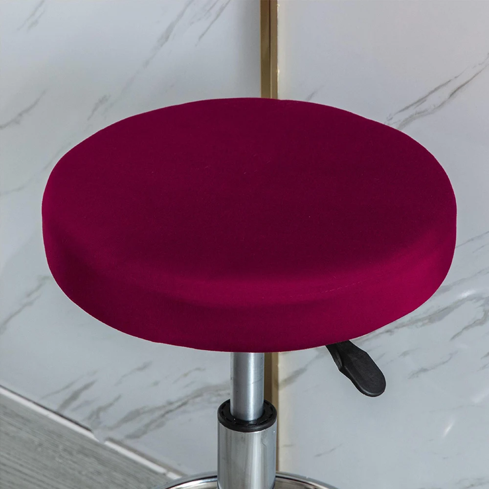 Seat Slipcover Bar Seat Case Stretchable Stool Cover Round Chair Cover Solid Color Dining Chair Cover Thickened Round Seat Case