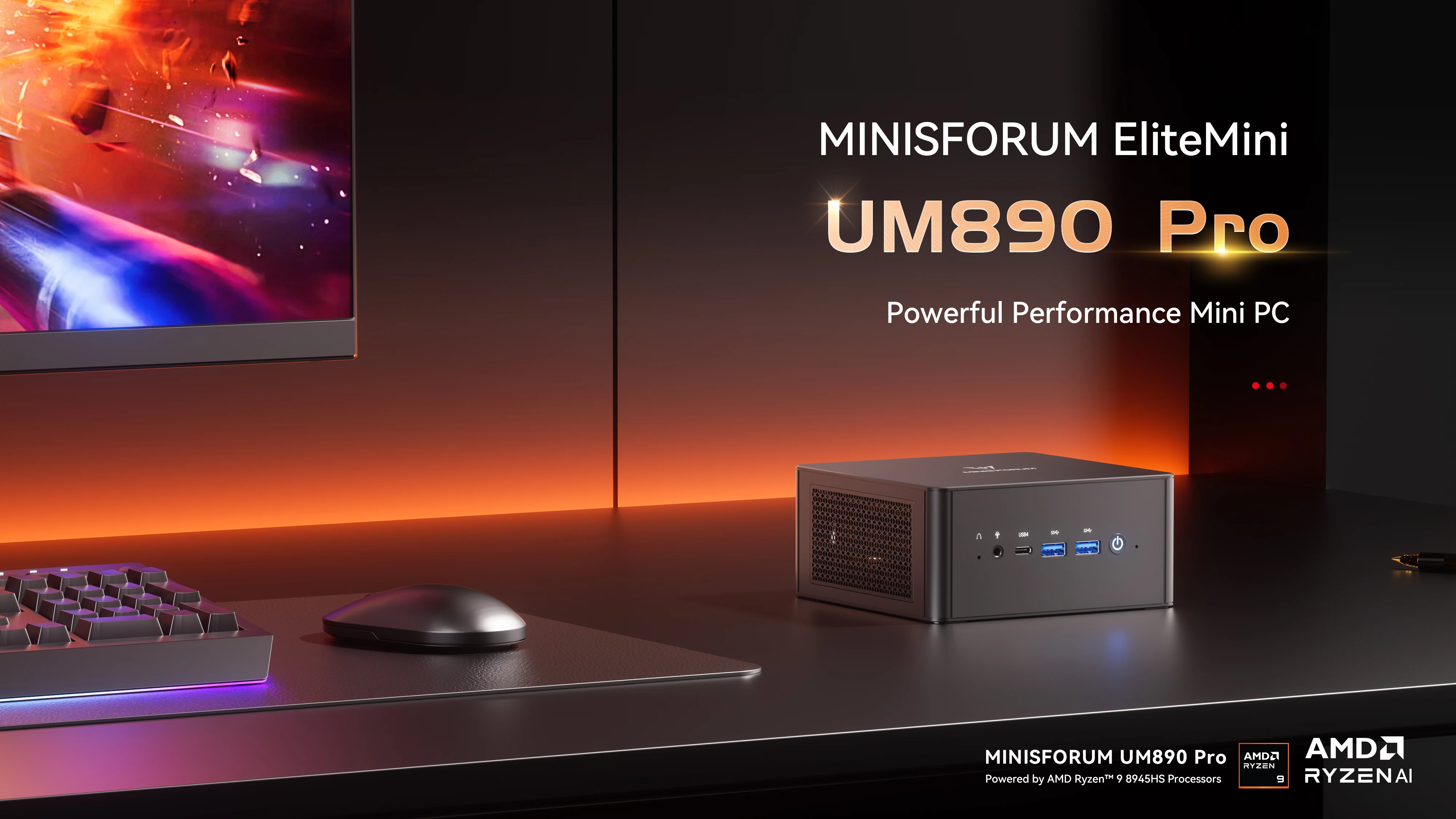 MINISFORUM UM890 Pro Mini PC AMD Ryzen 9 8945HS Windows 11 Mini Computer DDR5 32GB 1TB NVME SSD Oculink DP Wifi6e Gaming Mini PC