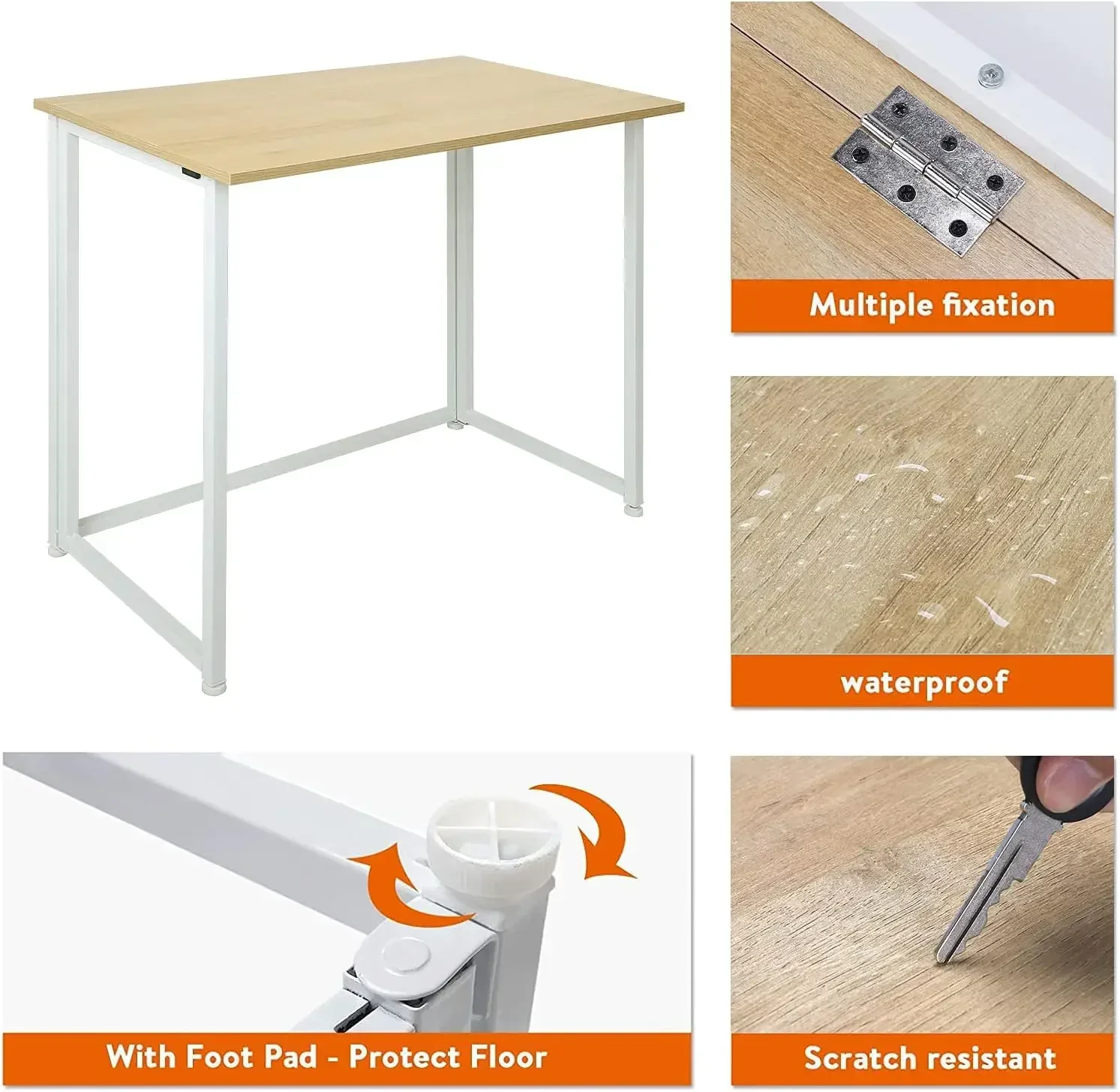 Computer Desk for Small Spaces, Space-Saving Home Office Desk, Foldable Computer Table, Laptop Table, Writing Desk,Compact Study