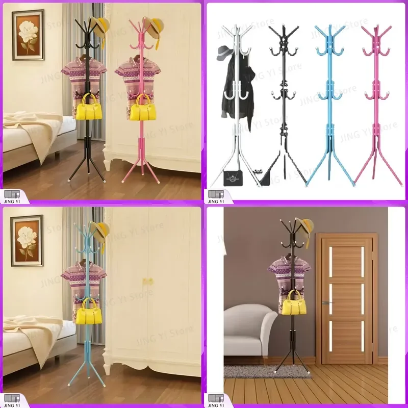 Floor to Ceiling Coat Rack Bedroom Vertical Branch Hat Scarf Bag Storage Hanger Heavy Duty Metal Clothes Stand Organizer