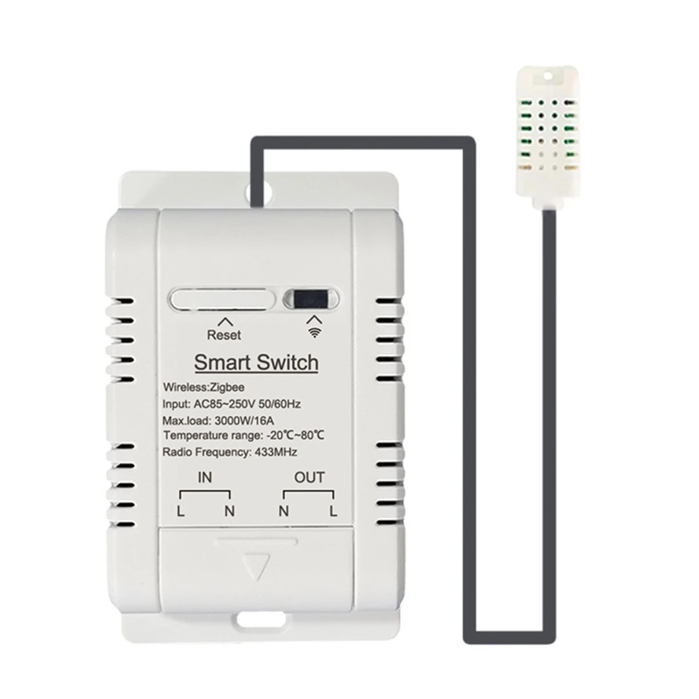 BNVN-Tuya Zigbee مفتاح درجة الحرارة والرطوبة 16A ترموستات لاسلكي ذكي مع مستشعر 1 متر يدعم التحكم الصوتي