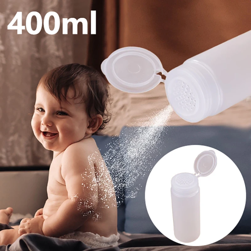 Flip Cover Talcum Powder Bottle Refillable Cosmetic Powder Dispenser Plastic Powder Container Empty Pots Bottles 1PCS 400g
