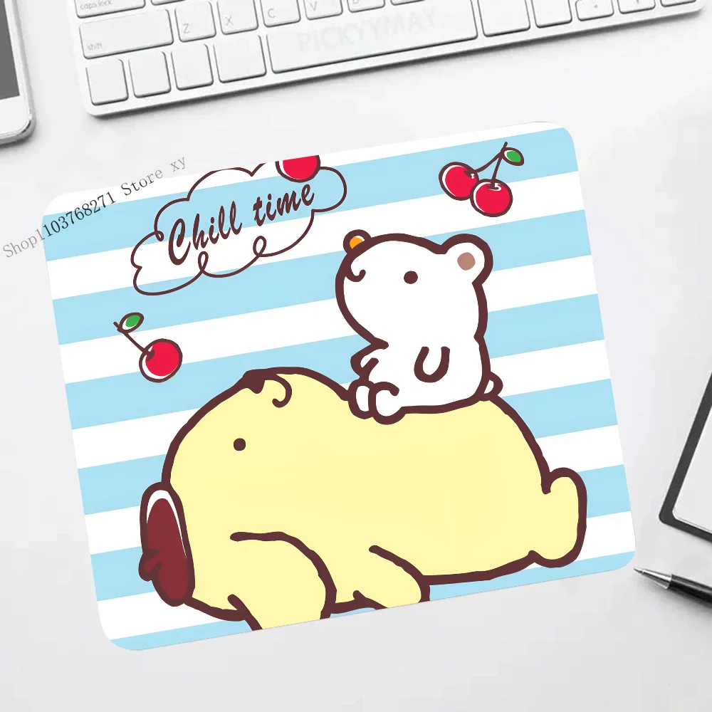 

1PC Sanrio Kawaii Cute Pompompurin Small LockEdge Mouse Pad For Gamers Computer Desk Pad Rectangular Anti-slip Rubber