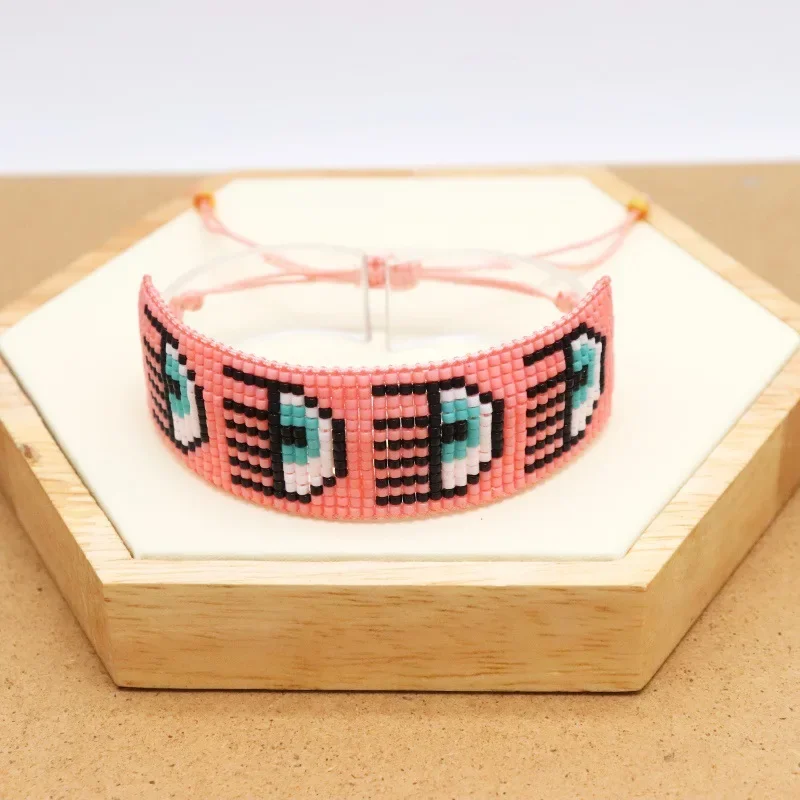 

Rice Ball Bracelet Hand woven fashion Devil's Eye pattern Versatile Adjustable Simplicity Bohemia Unisex Beaded Bracelet