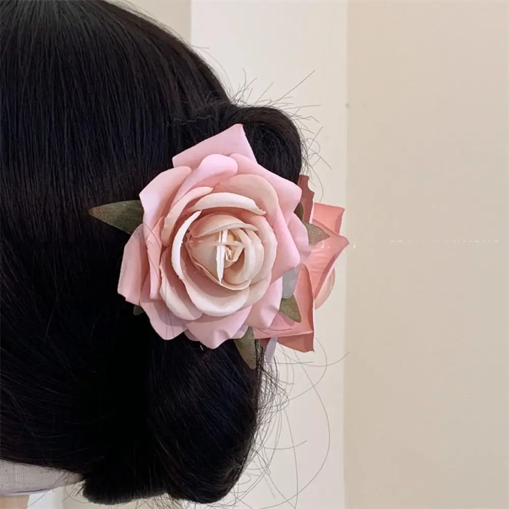 Cloth Flower Hair Claw Fashion Peony Flower Ponytail Clip Rose Hair Clip Grab Clip Shark Clip Large Shark Clip Female