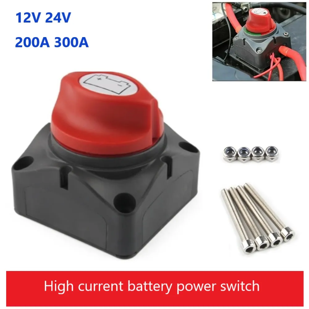 Heavy-Duty 12V/24V Marine Battery Disconnect Switch, 200A 300A Dual Battery Isolator with 2/4 Positions for Complete Power Manag
