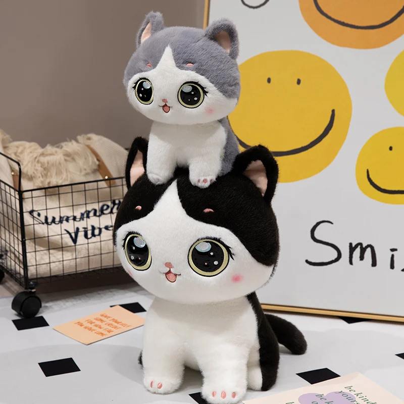 Lindos juguetes de peluche de gato de 2 tamaños, la serie curativa, los gatos trae el calor y la mente de la paz para regalos de compañía para niños